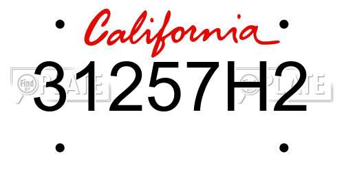 31257H2 California License Plate