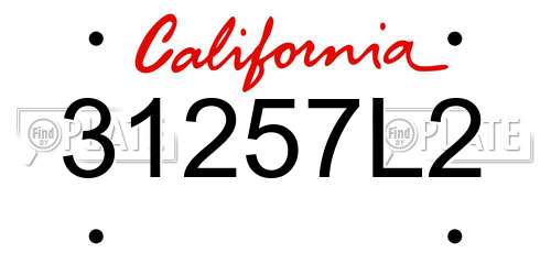 31257L2 California License Plate