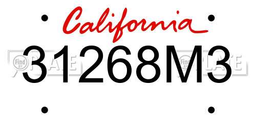 31268M3 California License Plate