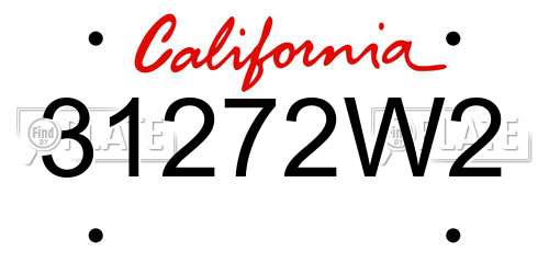 31272W2 California License Plate