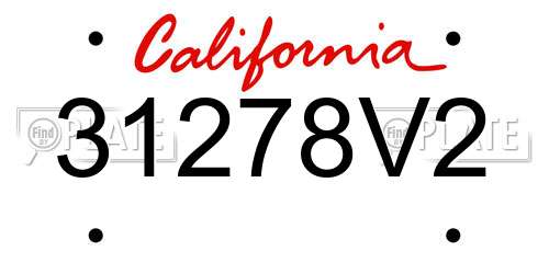 31278V2 California License Plate