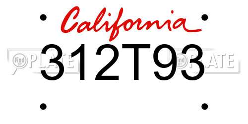 312T93 California License Plate