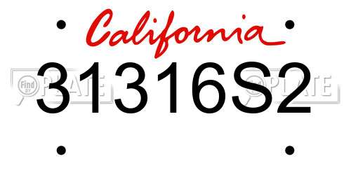 31316S2 California License Plate