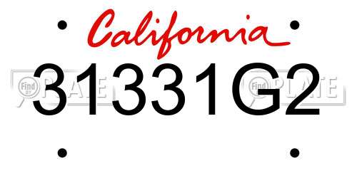 31331G2 California License Plate
