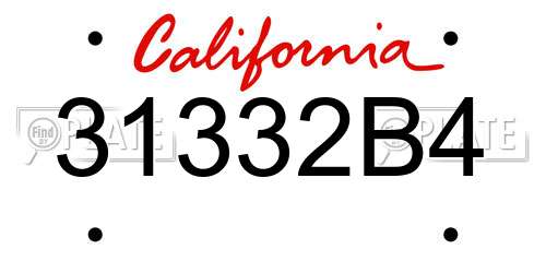 31332B4 California License Plate