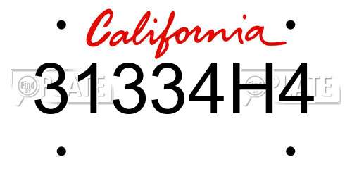 31334H4 California License Plate