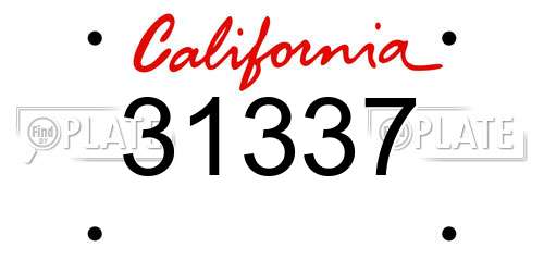 31337 California License Plate