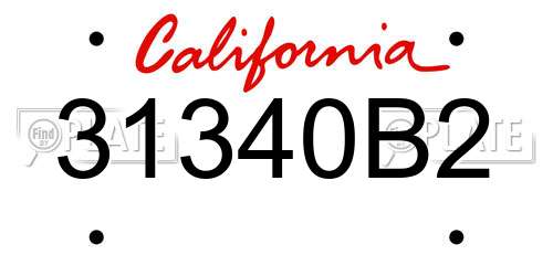 31340B2 California License Plate