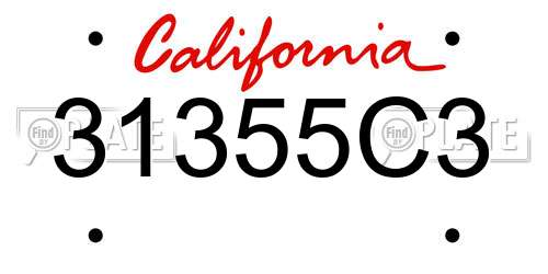 31355C3 California License Plate