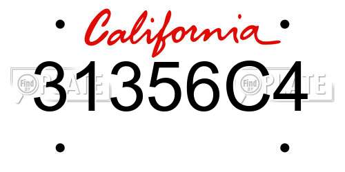 31356C4 California License Plate
