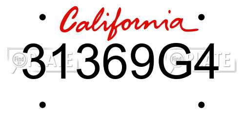 31369G4 California License Plate