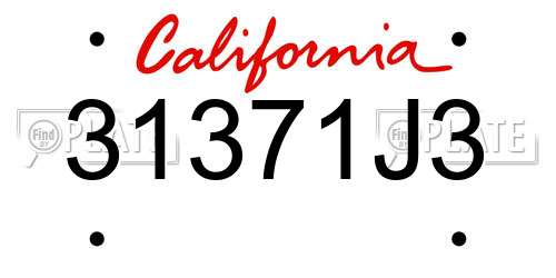 31371J3 California License Plate