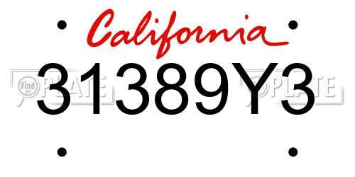 31389Y3 California License Plate