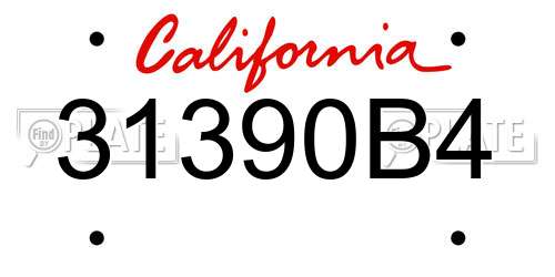 31390B4 California License Plate