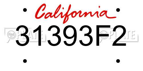 31393F2 California License Plate