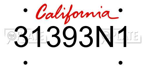 31393N1 California License Plate