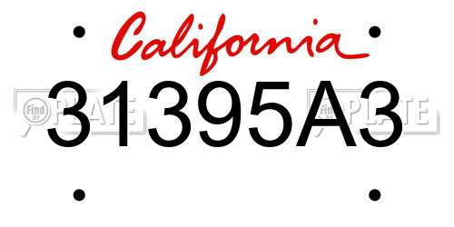 31395A3 California License Plate