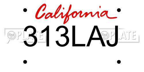313LAJ California License Plate