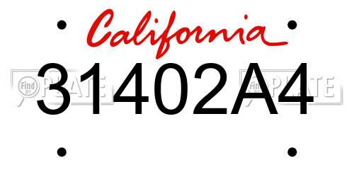 31402A4 California License Plate