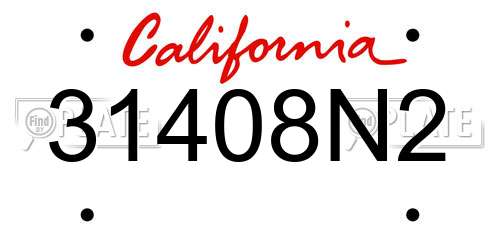31408N2 California License Plate