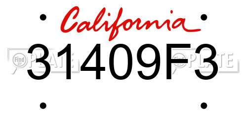 31409F3 California License Plate