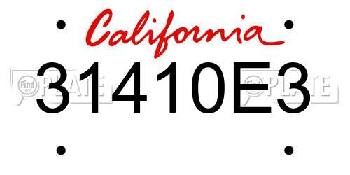 31410E3 California License Plate