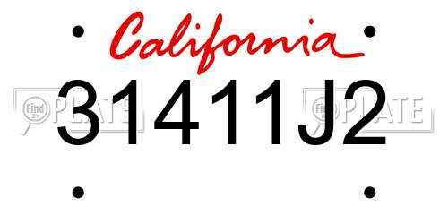 31411J2 California License Plate