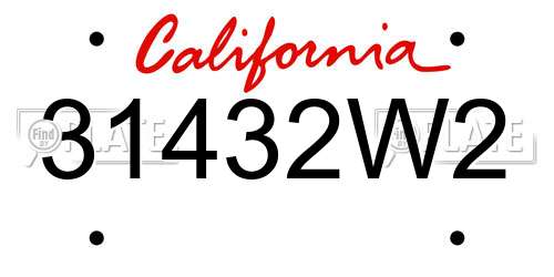 31432W2 California License Plate