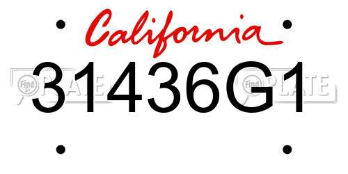 31436G1 California License Plate