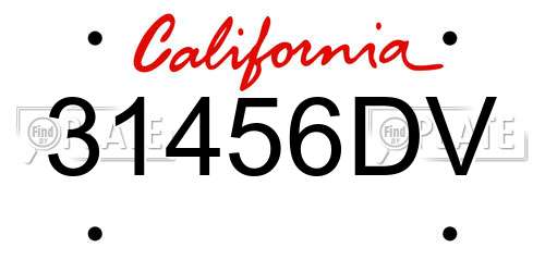 31456DV California License Plate