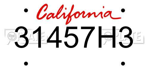 31457H3 California License Plate