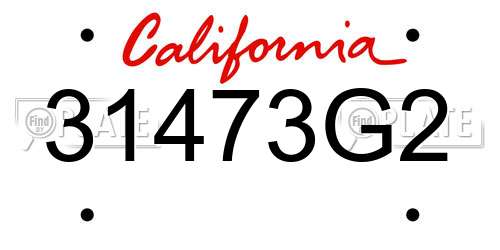 31473G2 California License Plate
