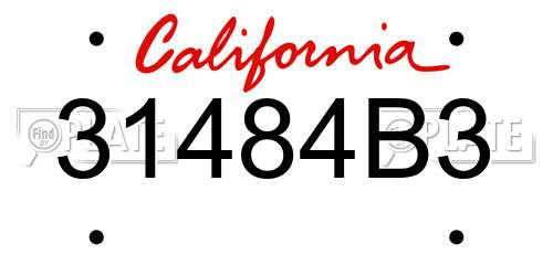31484B3 California License Plate
