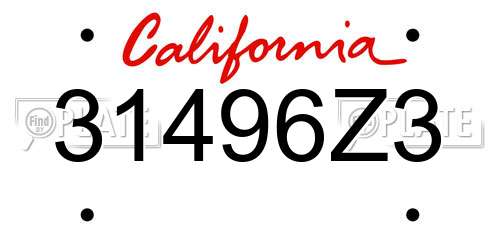 31496Z3 California License Plate