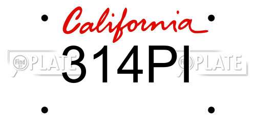 314PI California License Plate