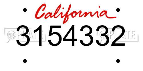 3154332 California License Plate