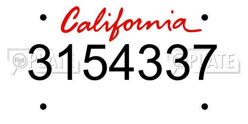 3154337 California License Plate