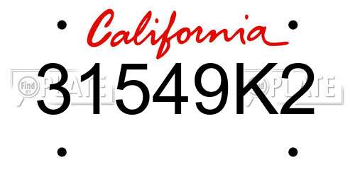 31549K2 California License Plate