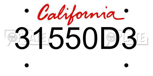 31550D3 California License Plate