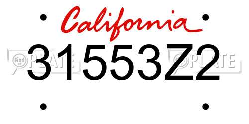 31553Z2 California License Plate