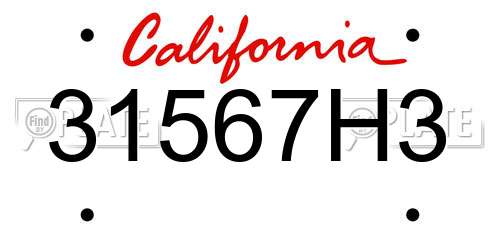 31567H3 California License Plate