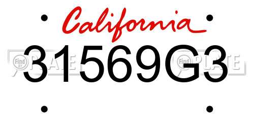 31569G3 California License Plate