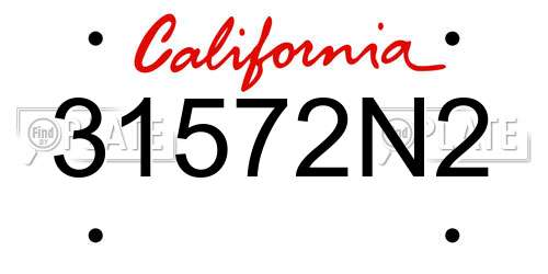 31572N2 California License Plate