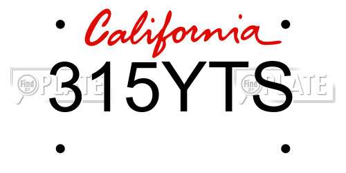315YTS California License Plate