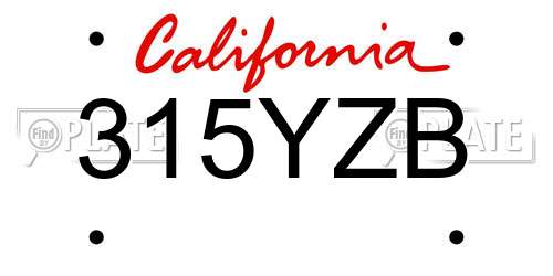 315YZB California License Plate