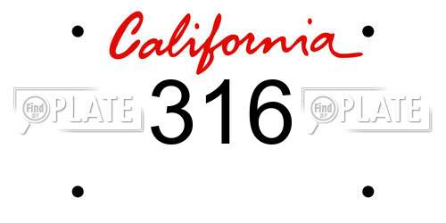 316 California License Plate