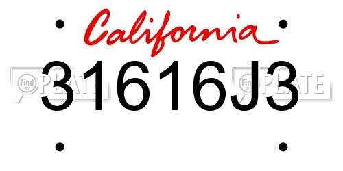 31616J3 California License Plate