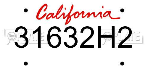 31632H2 California License Plate