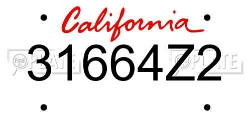 31664Z2 California License Plate