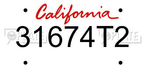 31674T2 California License Plate
